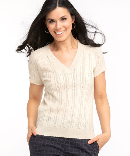 Pointelle Knit Short Sleeve Sweater Image 5