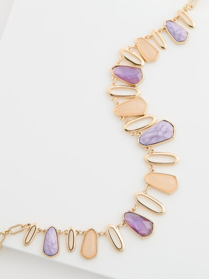 Gold/Lilac Charm Short Necklace Image 3