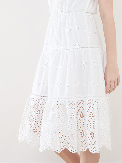 Short Sleeve Cotton Eyelet Midi Dress Image 6