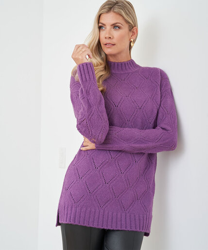Pointelle Tunic Sweater Image 5