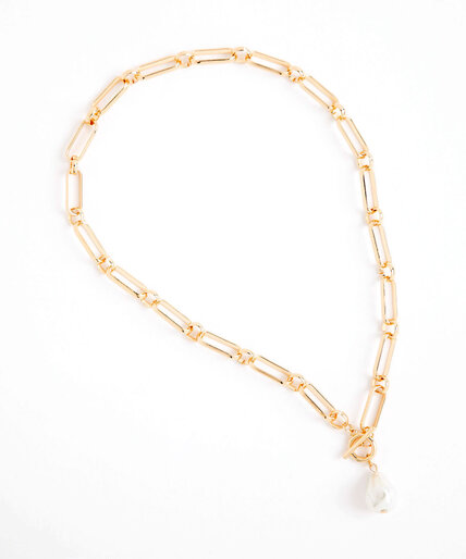 Pearl Chain Link Toggle Necklace Image 1