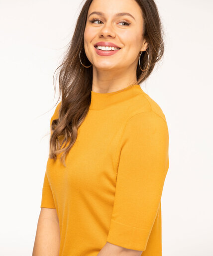 Mock Neck Elbow Sleeve Pullover Image 4