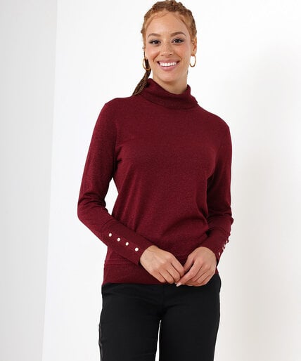 Turtleneck Sweater with Button Detail Image 1