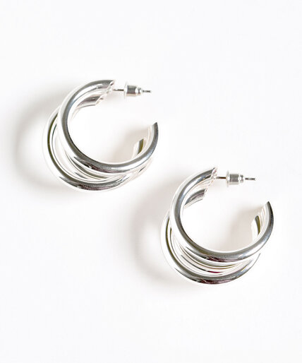 Triple Silver Hoop Earring Image 1