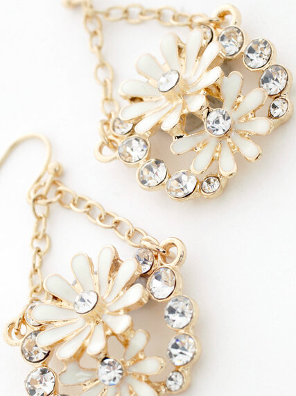 Gold & Ivory Flower Dangle Earrings Image 6