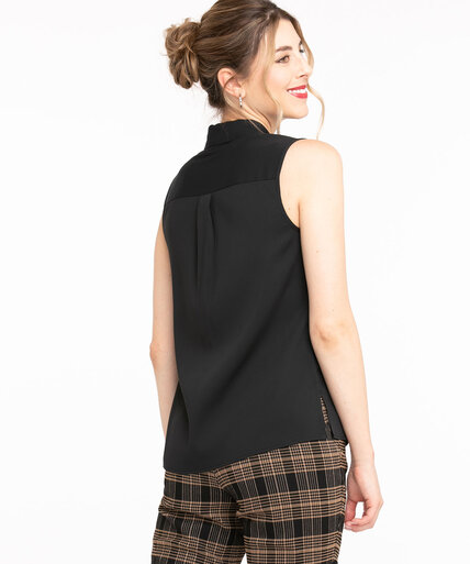 Sleeveless Collared Button Front Blouse Image 3
