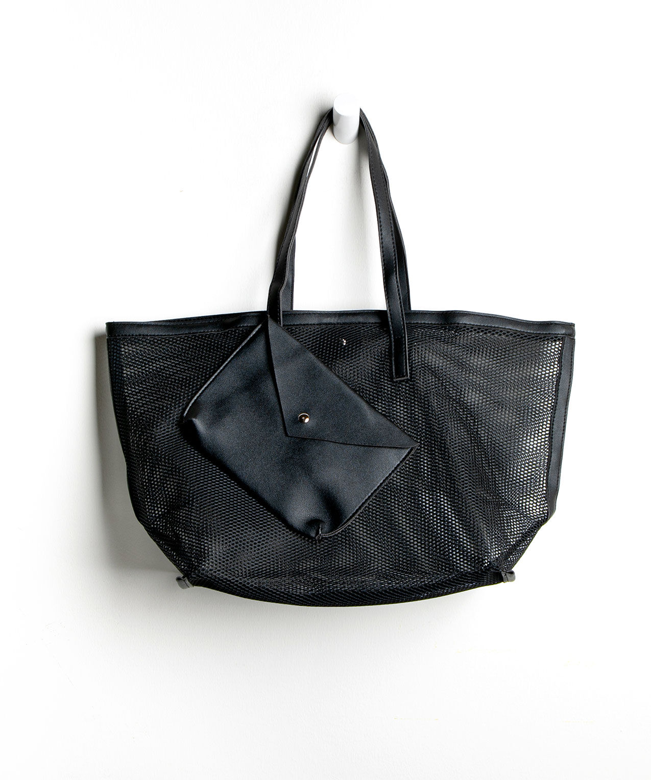 Black mesh tote top