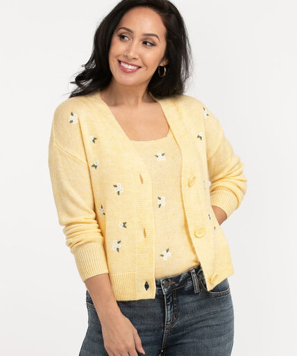 Embroidered Button Front Cardigan Image 1