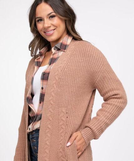Open Front Cable Knit Cardigan Image 2