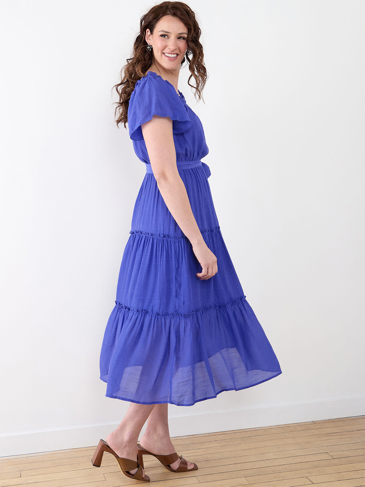Gauze Square Neck Summer Dress Cleo 4000010836