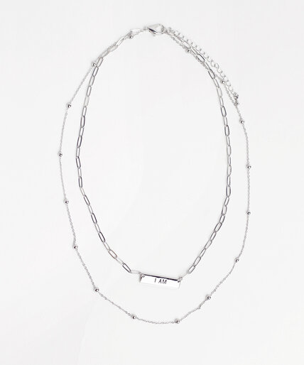 Long Silver Convertible "I Am" Necklace Image 3