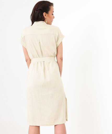 Linen Blend Short Sleeve Shirt Dress Image 4
