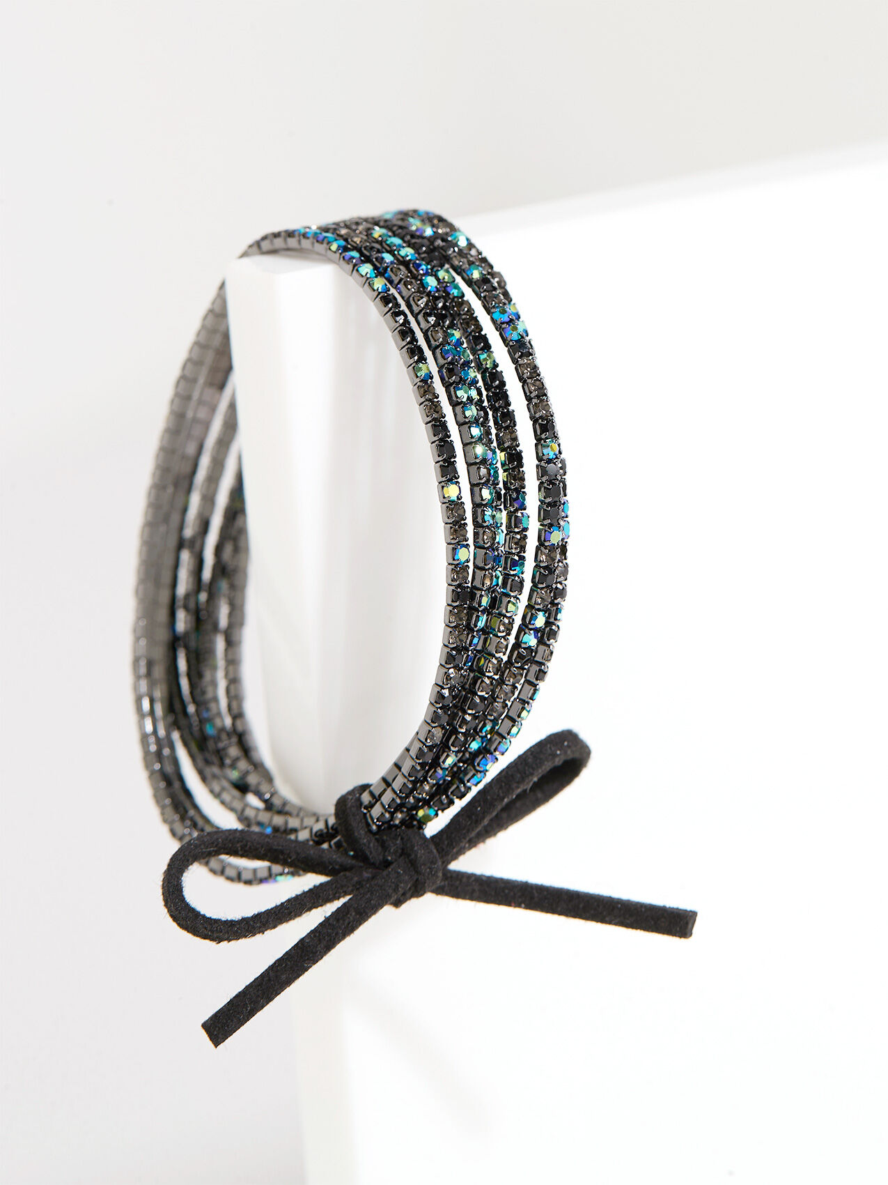 Stackable rhinestone bracelet Cleo Black NS