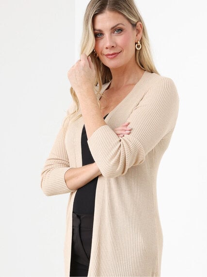 Maxi Open-Front Knit Cardigan Sweater Image 4
