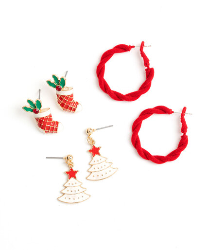 Christmas Stud & Hoop Earring 3-Pack Image 1