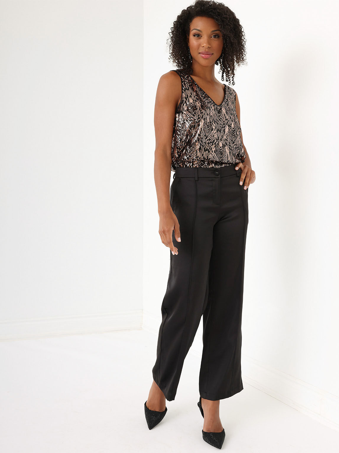 Satin Wide-Leg Trousers