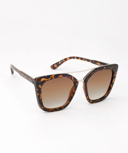 Tortoise Cat Eye Sunglasses with Gold Bridge Detail Image 3