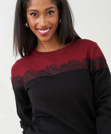 Lace Trim Colourblock Sweater Image 1