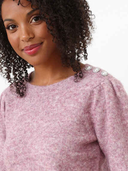 Petite Button-Shoulder Pullover Sweater Image 4