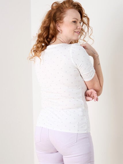Short Sleeve Ruched Sleeve Cotton T-Shirt Image 6