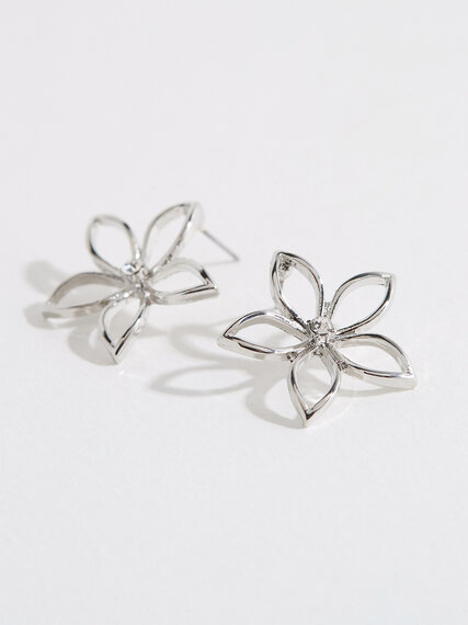 Silver Flower Earrings Image 6
