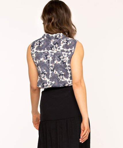 Sleeveless Collared Button Front Blouse Image 3