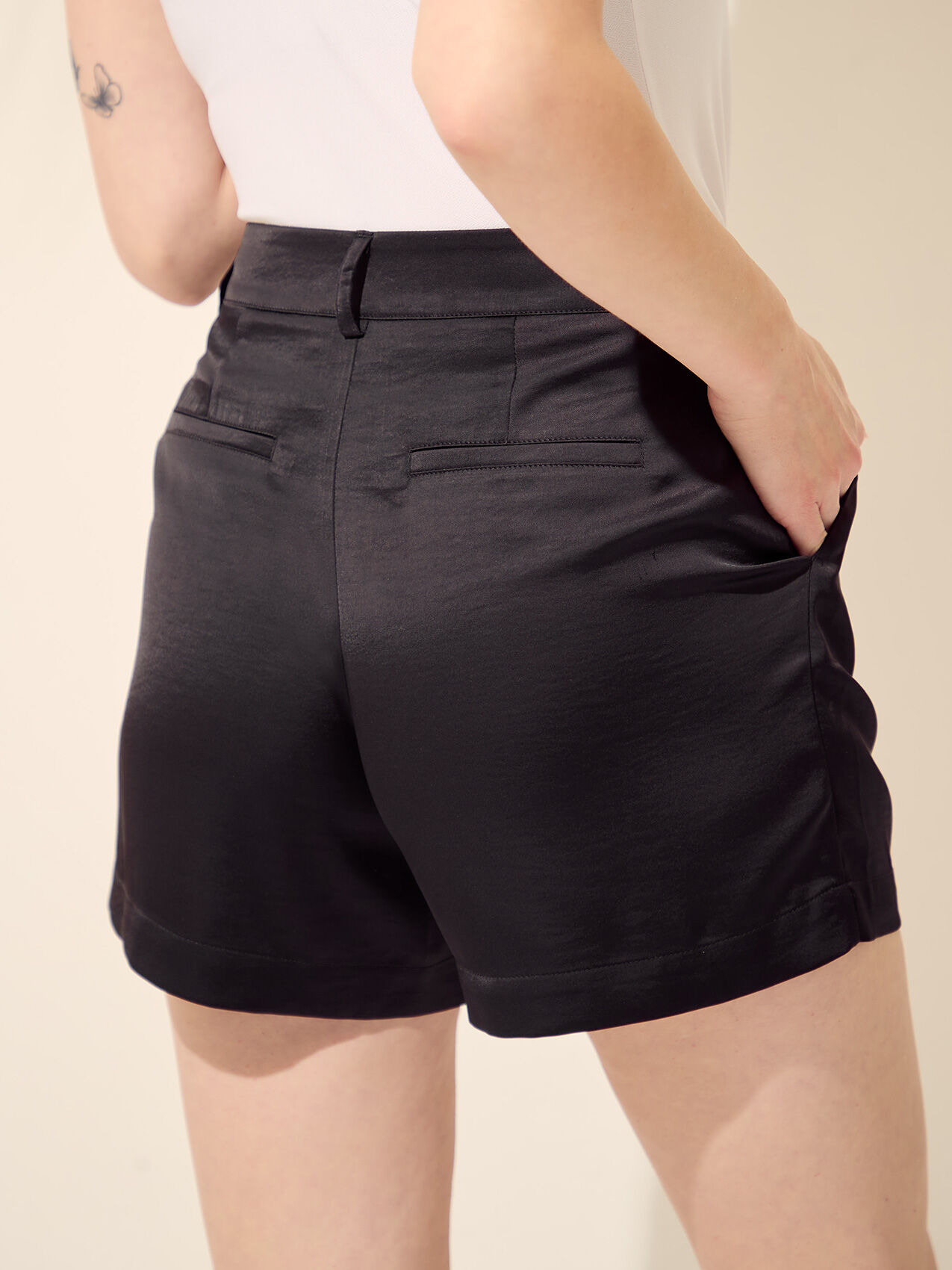 Black satin shorts 2025