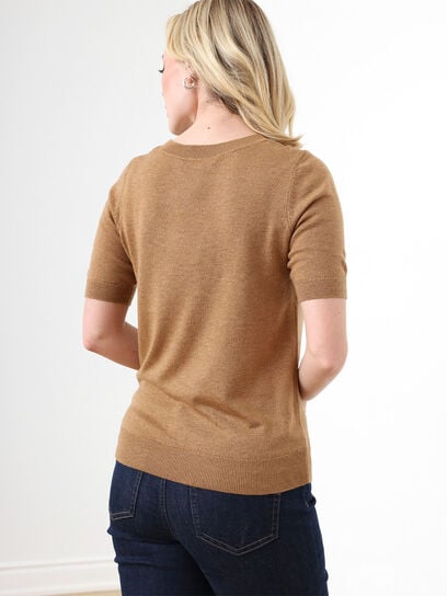 Elbow Sleeve Deep U-Neck Sweater