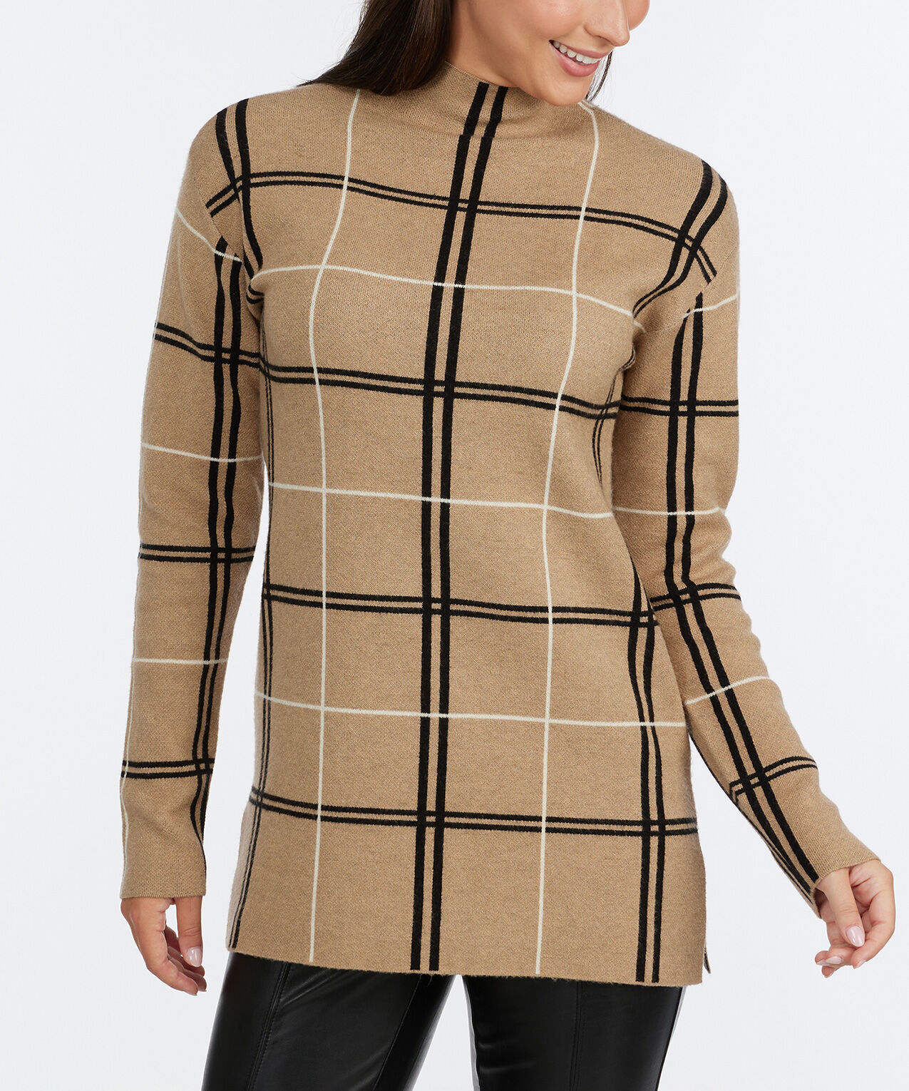 Jacquard Mock Neck Tunic Sweater by Ellen Tracy Cleo 4000009675