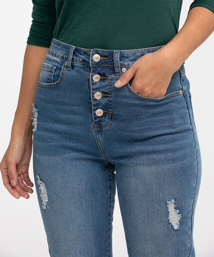 Distressed High Rise Mom Jean Image 4