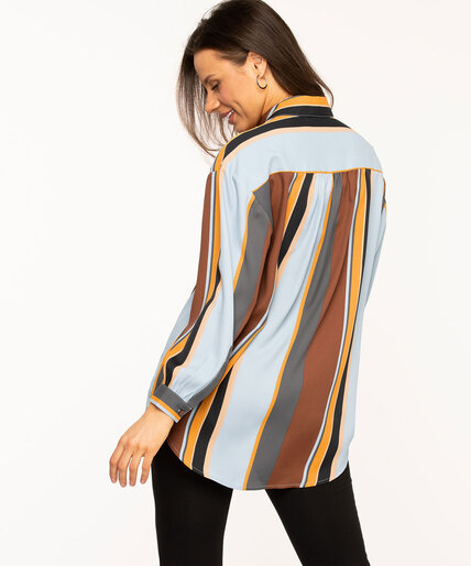 Striped Button Front Tunic Blouse Image 3