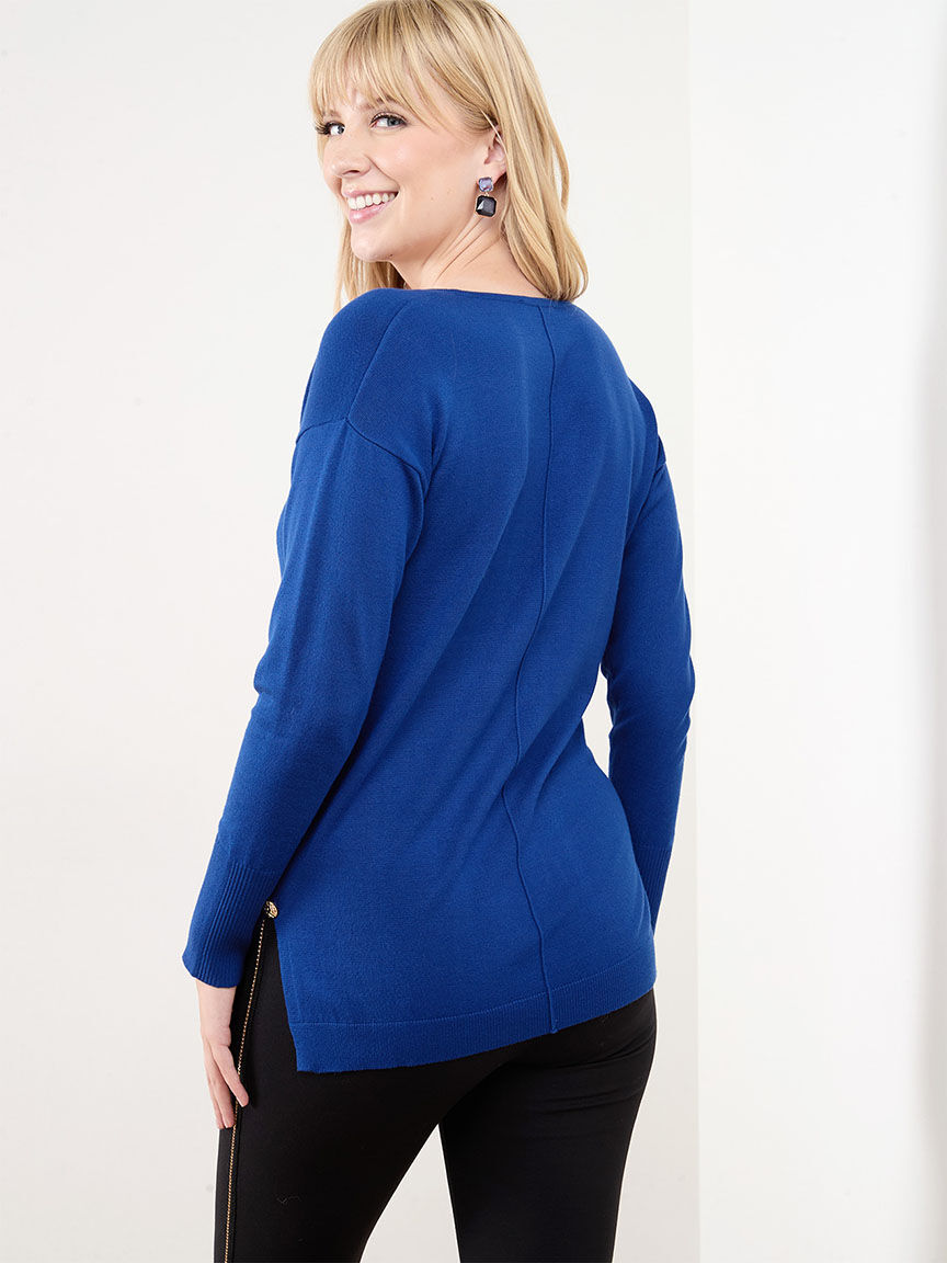 Blue tunic sweater clearance