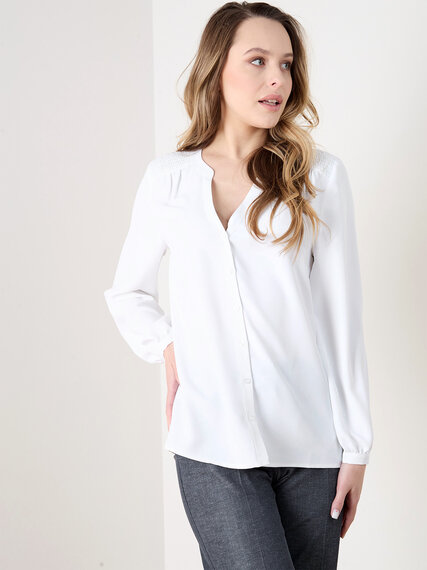 Petite Relaxed Fit Ruched Shoulder Blouse Image 4