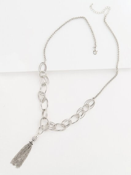 Long Silver Tassel Necklace Image 1