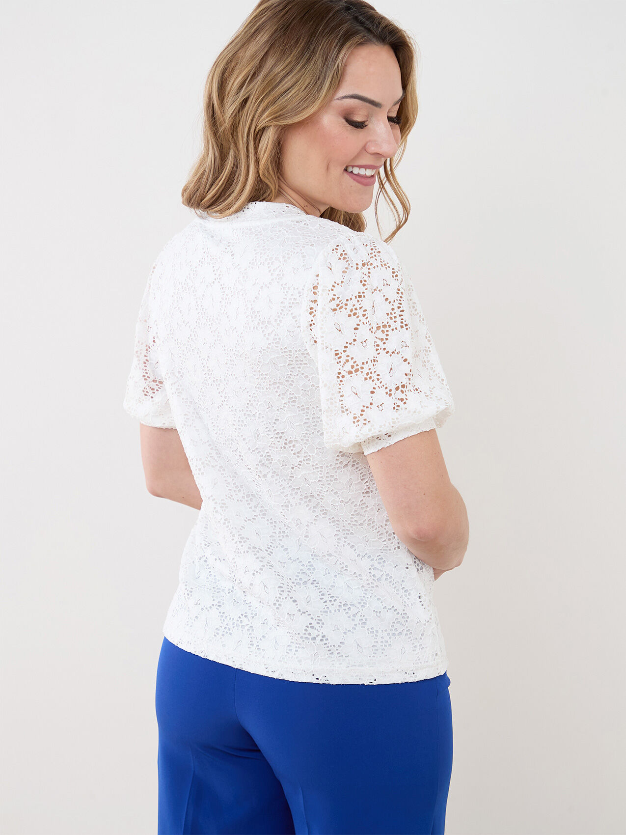 Stretch lace top short sleeve discount