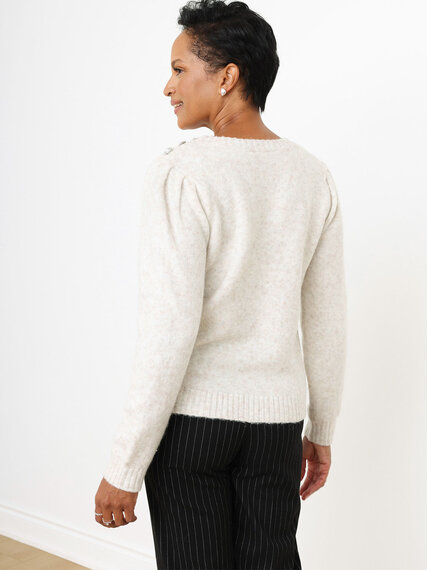 Button-Shoulder Pullover Sweater Image 4
