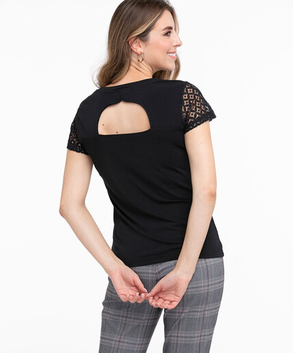 Scoop Neck Lace Sleeve Top Image 4