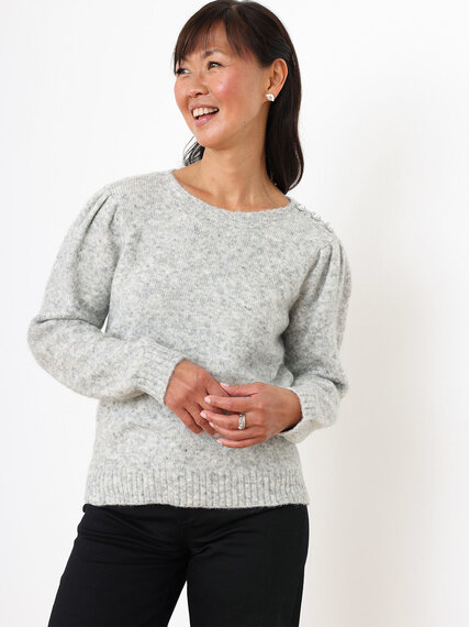Petite Button-Shoulder Pullover Sweater Image 1