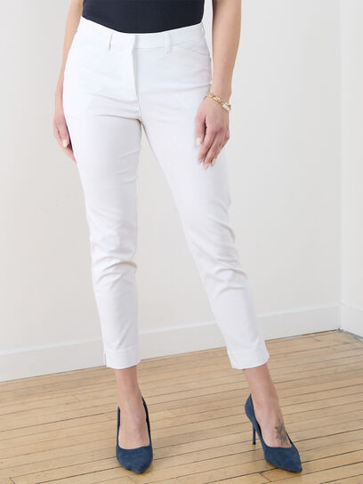 Christy Slim White Ankle Pant in Microtwill