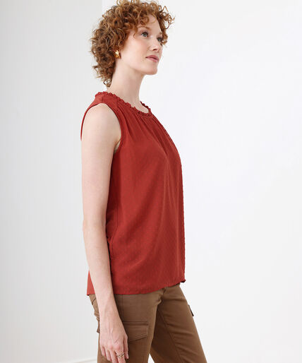 Sleeveless Woven Knit with Ruched Neck Image 3