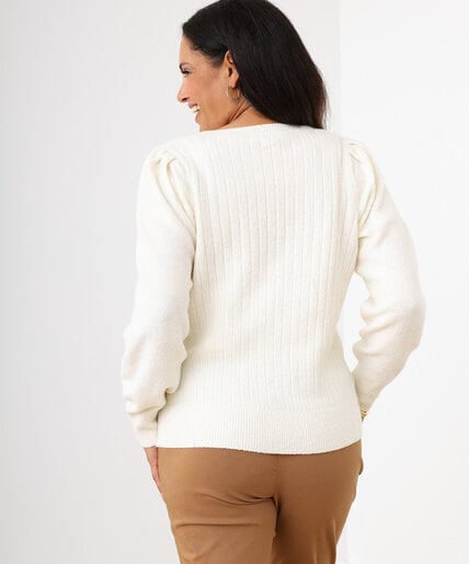 Square Neck Pullover with Puff Shoulders Image 3