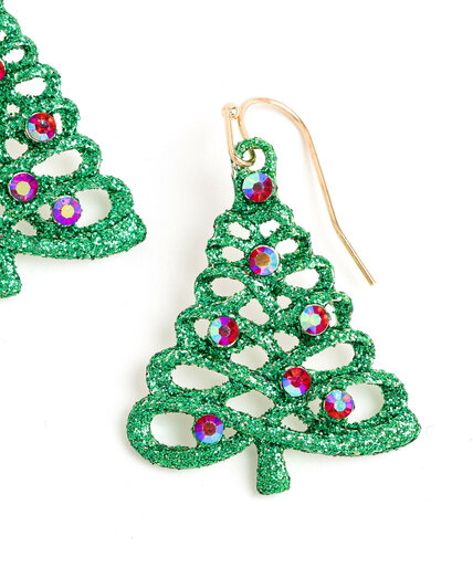 Rhinestone Christmas Tree Earring Image 2
