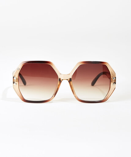 Beige Octo-Frame Sunglasses Image 1