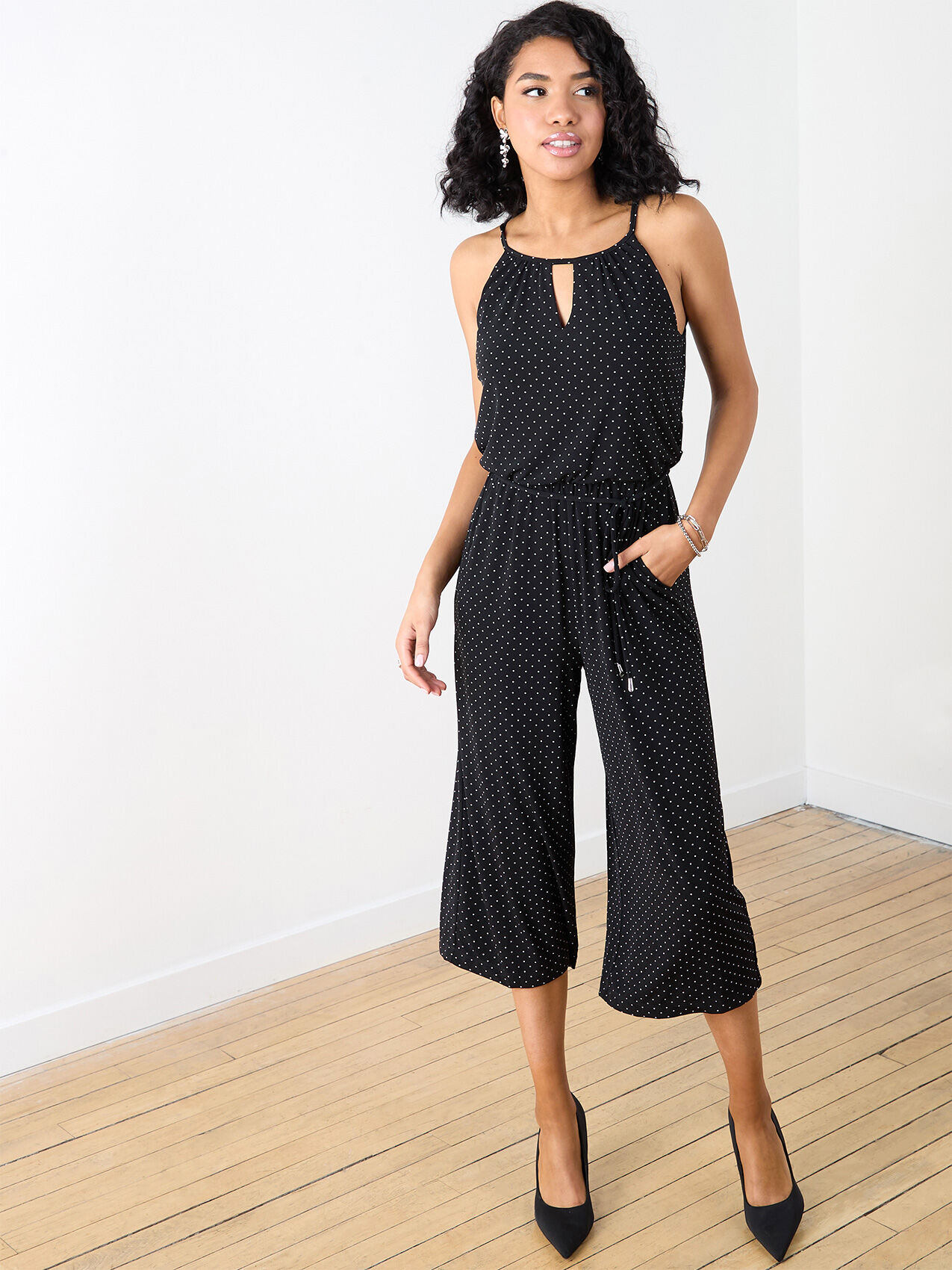 Petite Halter Cropped Leg Jumpsuit Cleo 4000009776