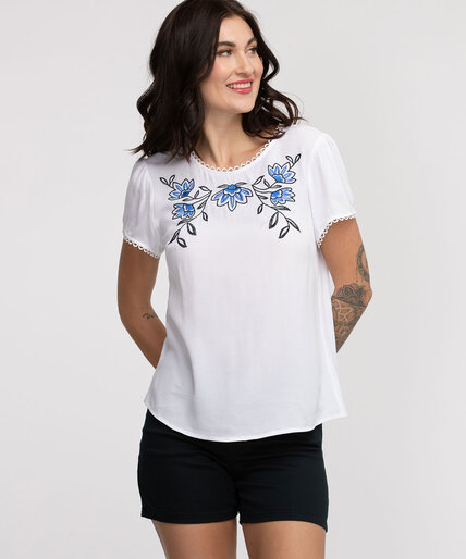 Embroidered Scoop Neck Blouse Image 1
