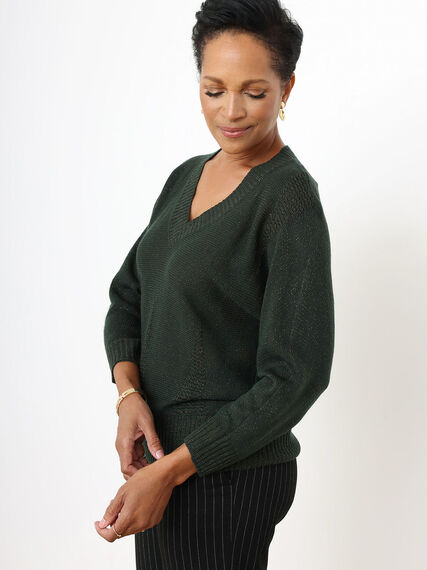 V-Neck Shimmer Dolman Sweater Image 2