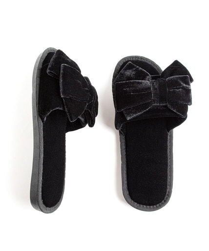 Velvet Bow Slippers Image 1