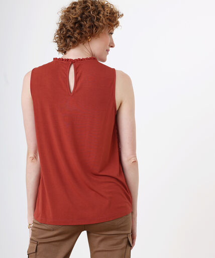 Sleeveless Woven Knit with Ruched Neck Image 4