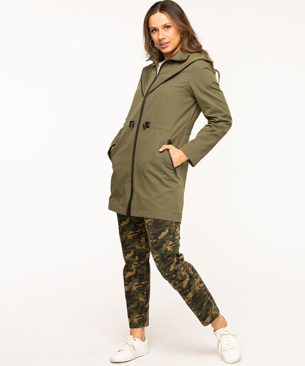 Olive Hooded Zip Front Anorak Image 1