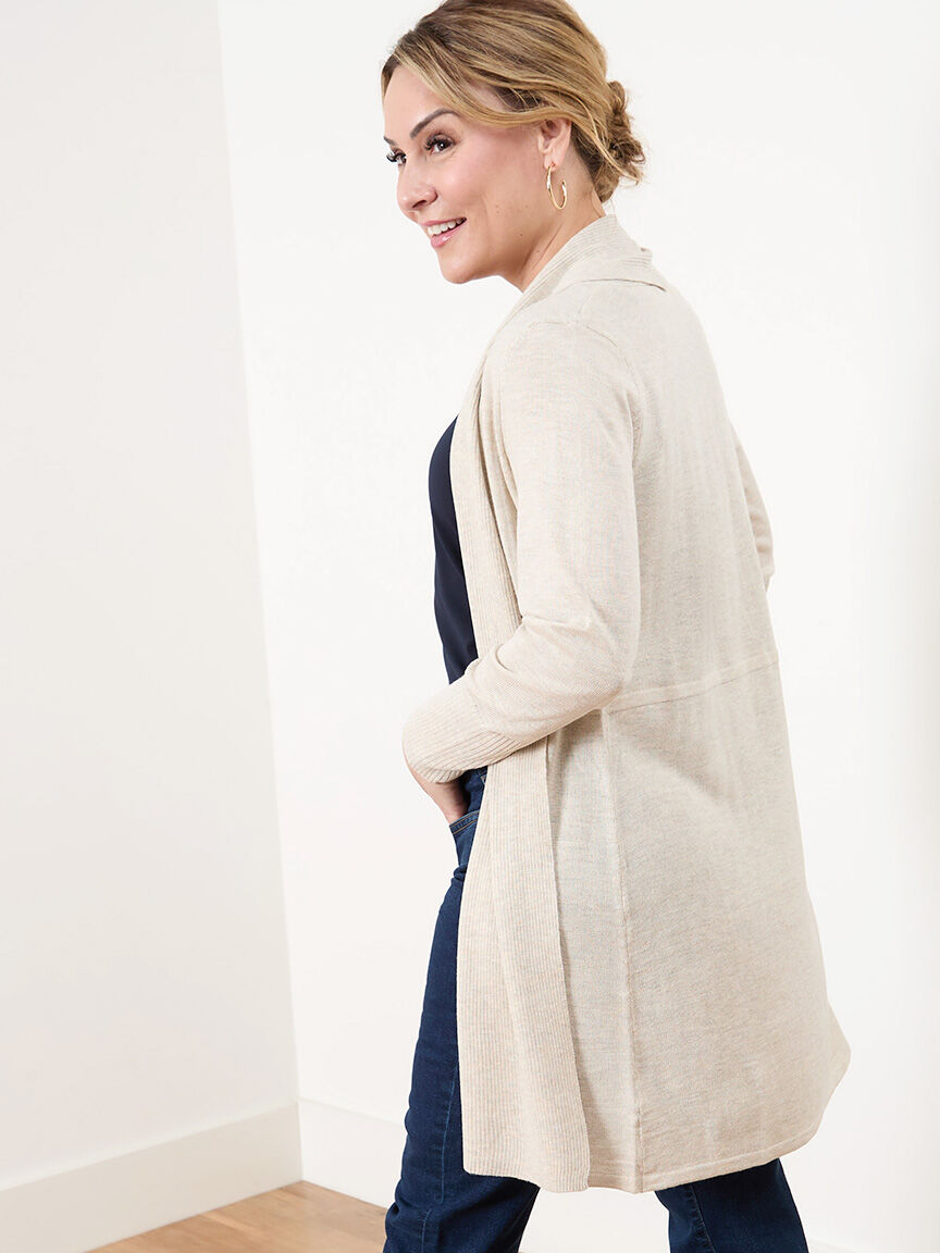 Beige shawl collar cardigan 2025